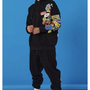 Özel Tasarım Kapüşonlu Weekend Warrıor Baskılı Kışlık Oversize Erkek Eşofman Takımı