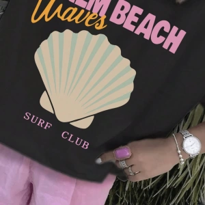 Palm Beach Waves Surf Club Grafik Tişört, Alfabe Baskılı Rahat Mürettebat Yaka Tişört, Normal