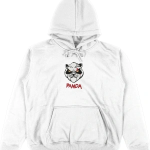Panda Fire Oversize Unisex Kapüşonlu Sweatshirt Hoodie Beyaz