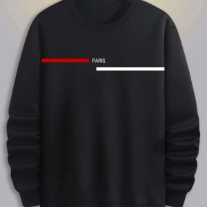 PARİS Oversize Bisiklet Yaka Pamuklu Sweatshirt Siyah