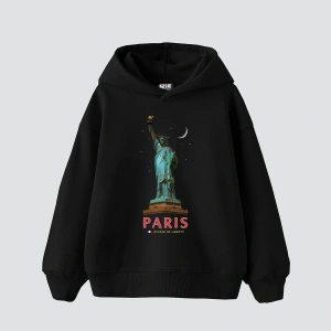 Parıs State Of Lıberty Baskılı Oversize Unisex Beyaz