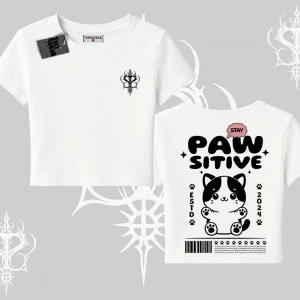 Paw Sitive Kedi Arka Baskılı Babby Tee Tshirt