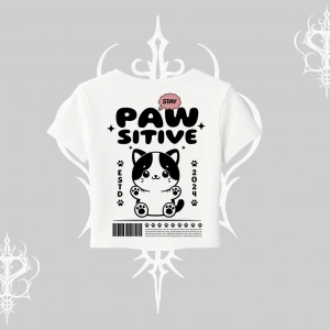 Paw Sitive Kedi Arka Baskılı Babby Tee Tshirt