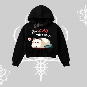 Paws Off Yazılı Kedi Baskılı Streetwear Biskilet Sweatshirt