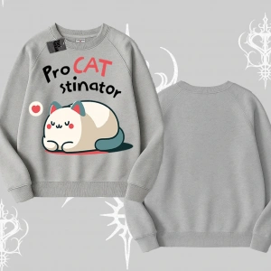 Paws Off Yazılı Kedi Baskılı Streetwear Biskilet Sweatshirt