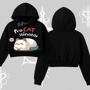 Paws Off Yazılı Kedi Baskılı Streetwear Biskilet Sweatshirt