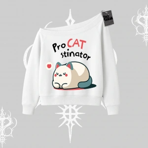 Paws Off Yazılı Kedi Baskılı Streetwear Kapşonlu Crop Sweatshirt