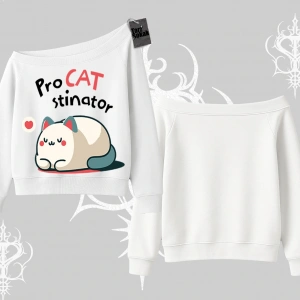 Paws Off Yazılı Kedi Baskılı Streetwear Kapşonlu Crop Sweatshirt