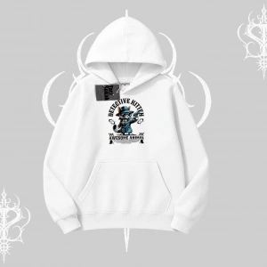 Paws Off Yazılı Kedi Baskılı Streetwear Kolsuz Tshirt