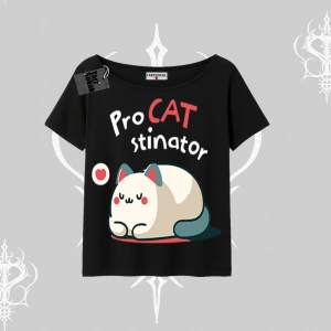 Paws Off Yazılı Kedi Baskılı Streetwear Oversize Tshirt