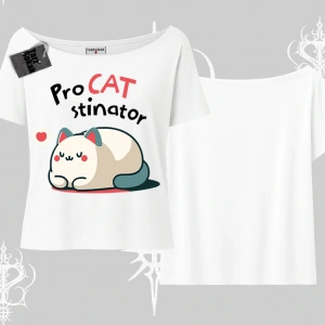 Paws Off Yazılı Kedi Baskılı Streetwear Oversize Tshirt