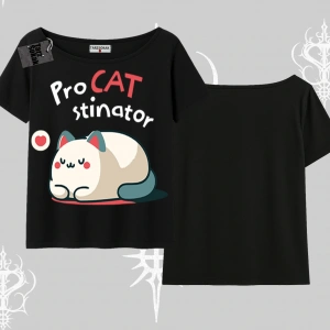 Paws Off Yazılı Kedi Baskılı Streetwear Oversize Tshirt