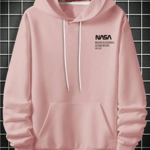 Pembe Nasa Oversize Kapüşonlu Sweatshirt Pembe