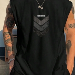 Perseverance Baskılı Kolsuz tshirt Erkek Sıfır Kol Giyim Spor Giyim Oversize