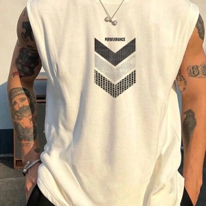 Perseverance Baskılı Kolsuz tshirt Erkek Sıfır Kol Giyim Spor Giyim Oversize