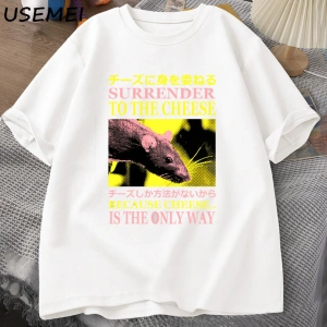 Peynir teslim komik Meme T-shirt adam giysileri japon sıçan grafik T shirt erkek kadın rahat 2957