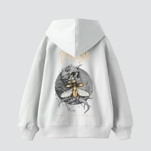 Phaseone Baskılı Beyaz Oversize Unisex Kapüşonlu