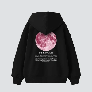 Pink Moon Baskılı Oversize Unisex Beyaz