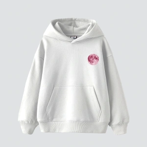 Pink Moon Baskılı Oversize Unisex Beyaz