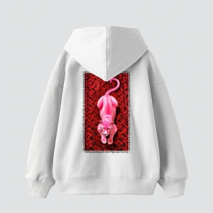Pink Panther Baskılı Oversize Unisex Beyaz