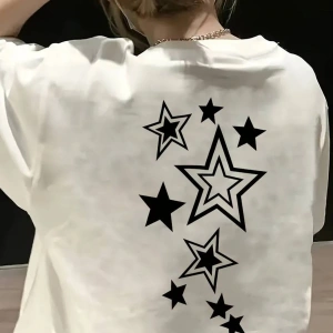 Pinterest Yıldız (Star) Baskılı Oversize Unisex Kısa Kollu