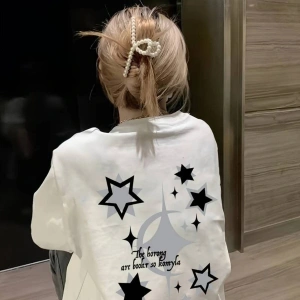 Pinterest Yıldız (Star) Baskılı Oversize Unisex Kısa Kollu