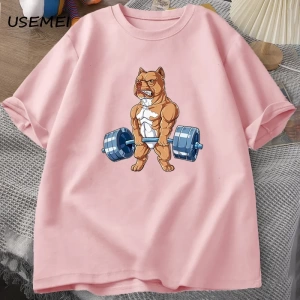 Pit Bull halter T-shirt komik Deadlift erkekler spor salonu Tshirt erkek pamuk kısa kollu O b 3001