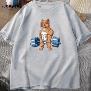 Pit Bull halter T-shirt komik Deadlift erkekler spor salonu Tshirt erkek pamuk kısa kollu O b 3001