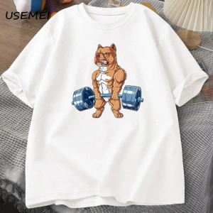 Pit Bull halter T-shirt komik Deadlift erkekler spor salonu Tshirt erkek pamuk kısa kollu O b 3001