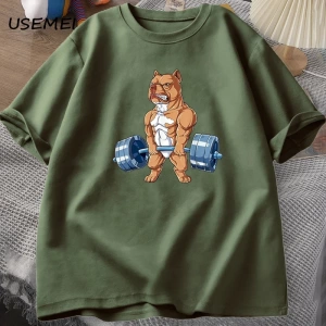 Pit Bull halter T-shirt komik Deadlift erkekler spor salonu Tshirt erkek pamuk kısa kollu O b 3001