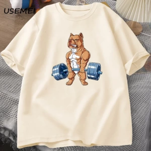 Pit Bull halter T-shirt komik Deadlift erkekler spor salonu Tshirt erkek pamuk kısa kollu O b 3001