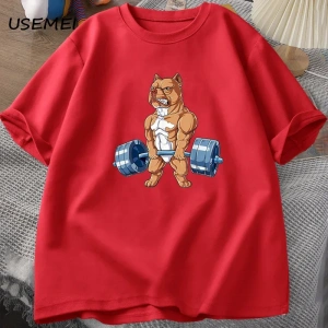 Pit Bull halter T-shirt komik Deadlift erkekler spor salonu Tshirt erkek pamuk kısa kollu O b 3001