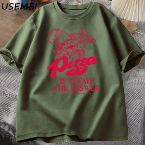 Pizza her zaman cevap gıda baskı T Shirt kadın erkek komik grafik T Shirt pamuk kısa kollu ya 2985