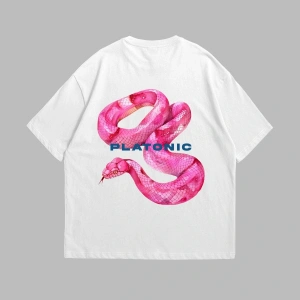 Platonic Baskılı Oversize Unisex Beyaz