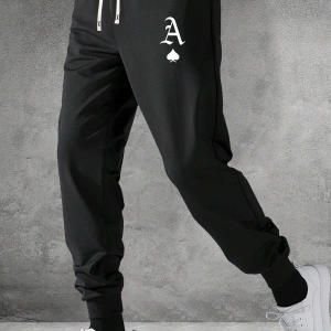 Playing Card Print Drawstring Waist Eşofman Altı