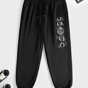 Plus Ay Desenli Beli Büzgülü Eşofman Altı