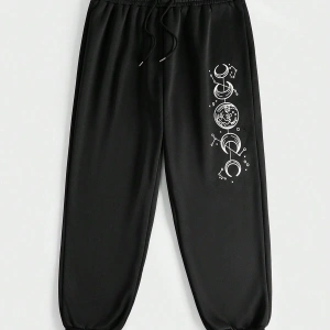 Plus Ay Desenli Beli Büzgülü Eşofman Altı