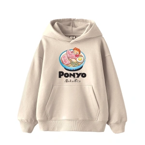 Ponyo Baskılı Oversize Unisex Bej