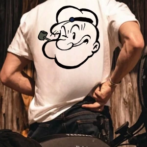 Popeye Collab Erkek Günlük Karikatür Baskılı Kısa Kollu Tişört, Yaz