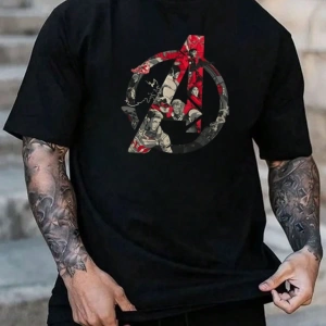 Popeye Collab Erkek Günlük Karikatür Baskılı Kısa Kollu Tişört, Yaz