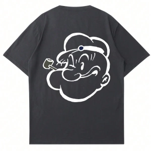 Popeye Collab Erkek Günlük Karikatür Baskılı Kısa Kollu Tişört, Yaz