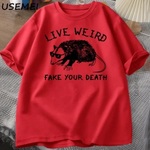 Possum T Shirt komik tişört erkekler kadınlar için hayvan grafik Tshirt rakun canlı garip T S 3057