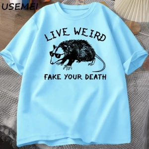 Possum T Shirt komik tişört erkekler kadınlar için hayvan grafik Tshirt rakun canlı garip T S 3057