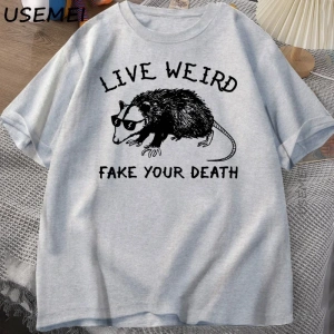 Possum T Shirt komik tişört erkekler kadınlar için hayvan grafik Tshirt rakun canlı garip T S 3057