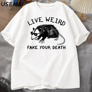 Possum T Shirt komik tişört erkekler kadınlar için hayvan grafik Tshirt rakun canlı garip T S 3057