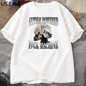 Powered Kurt Otistik TErkekler Retro Pamuk Kısa Kollu TeeCasaul Gevşek 2921