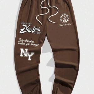 Prep Guys Slogan Graphic Drawstring Waist Eşofman Altı