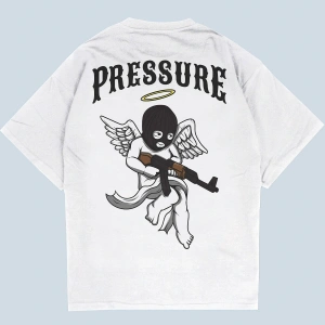 Pressure Beyaz Oversize Unisex T-shirt