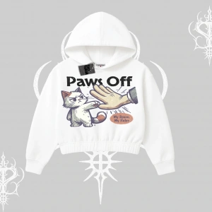 ProCATstinator Kedi Baskılı Kapşonlu Crop Sweatshirt