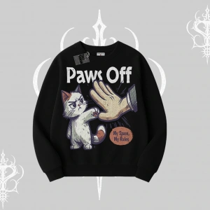 ProCATstinator Kedi Baskılı Kapşonlu Crop Sweatshirt